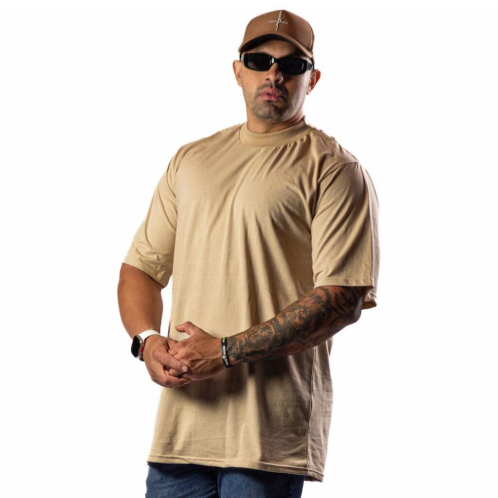 Camiseta Oversized Bege Camisa Algodão Fio 30.1