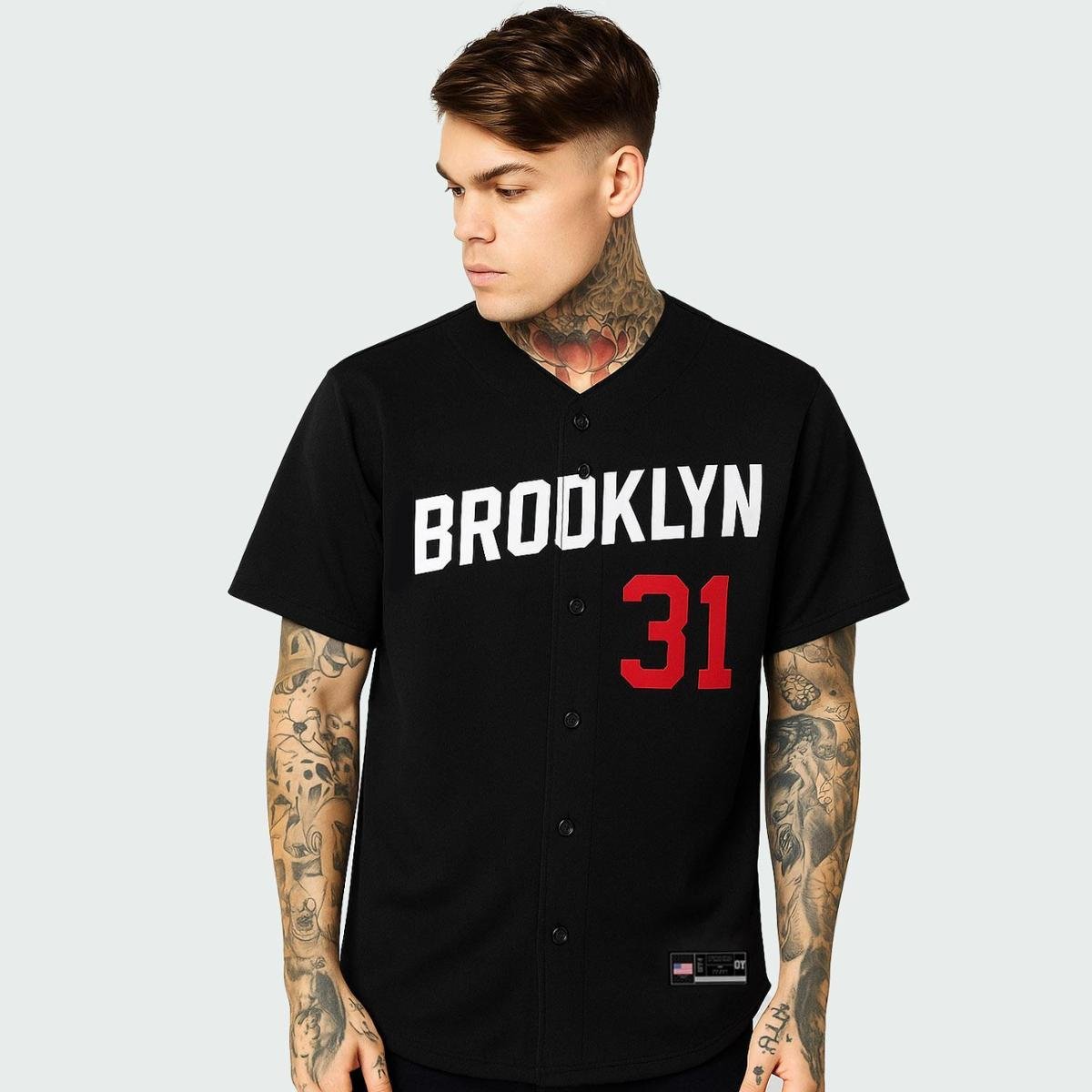 Camiseta Oversized Brooklyn 31 Estilo Streetwear Baseball Premiun Unissex Poliéster Preta Menor preço em Camiseta Oversized Brooklyn 31 Estilo Streetwear Baseball Premiun Unissex Poliéster Preta