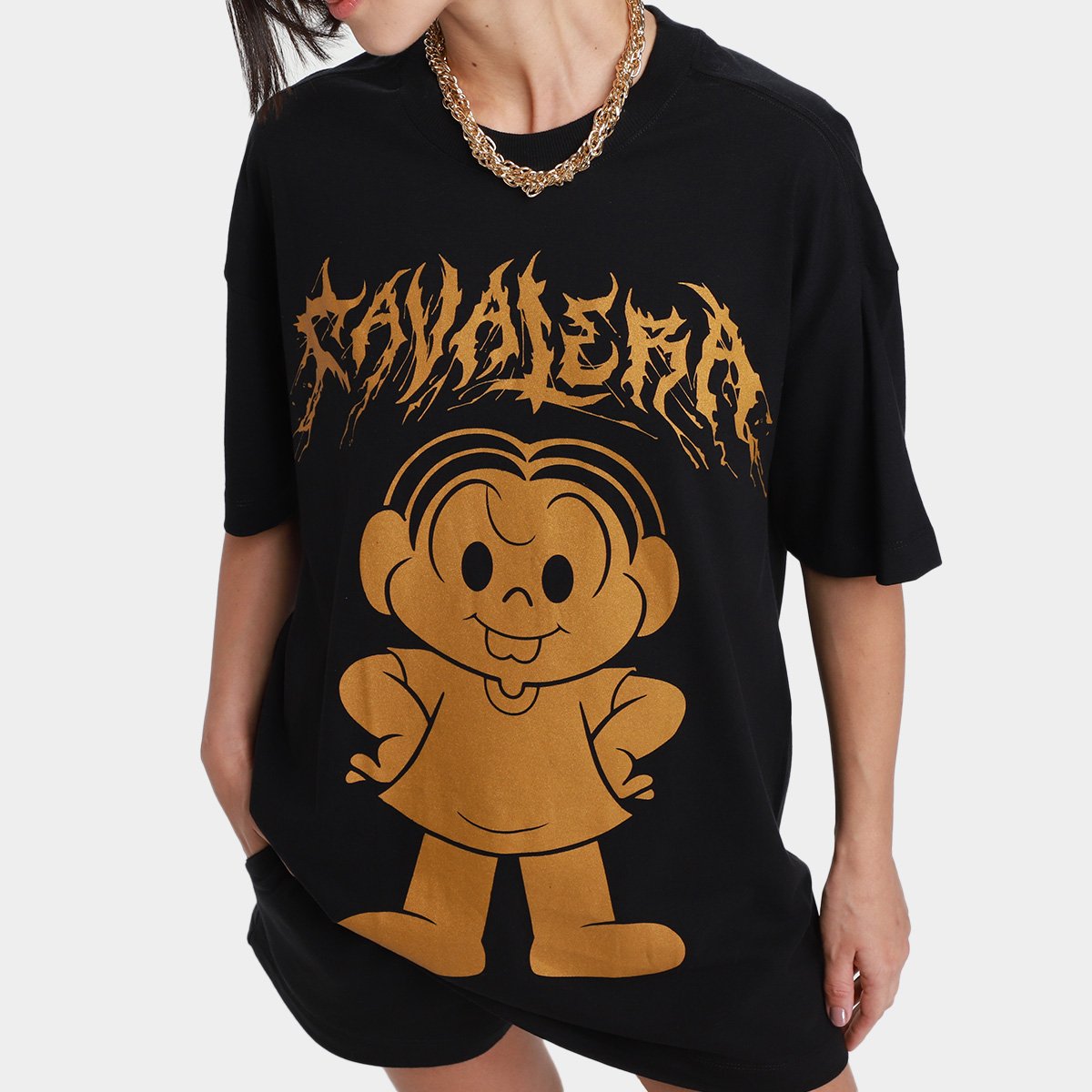 Camiseta Oversized Cavalera Golden Mônica Feminina - 2