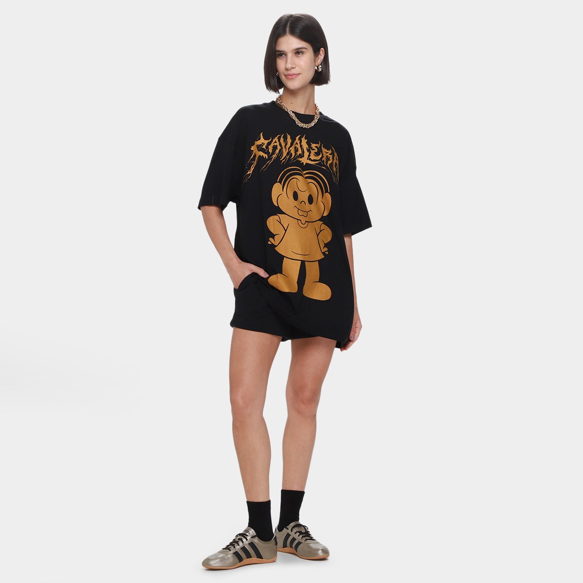 Camiseta Oversized Cavalera Golden Mônica Feminina - 3