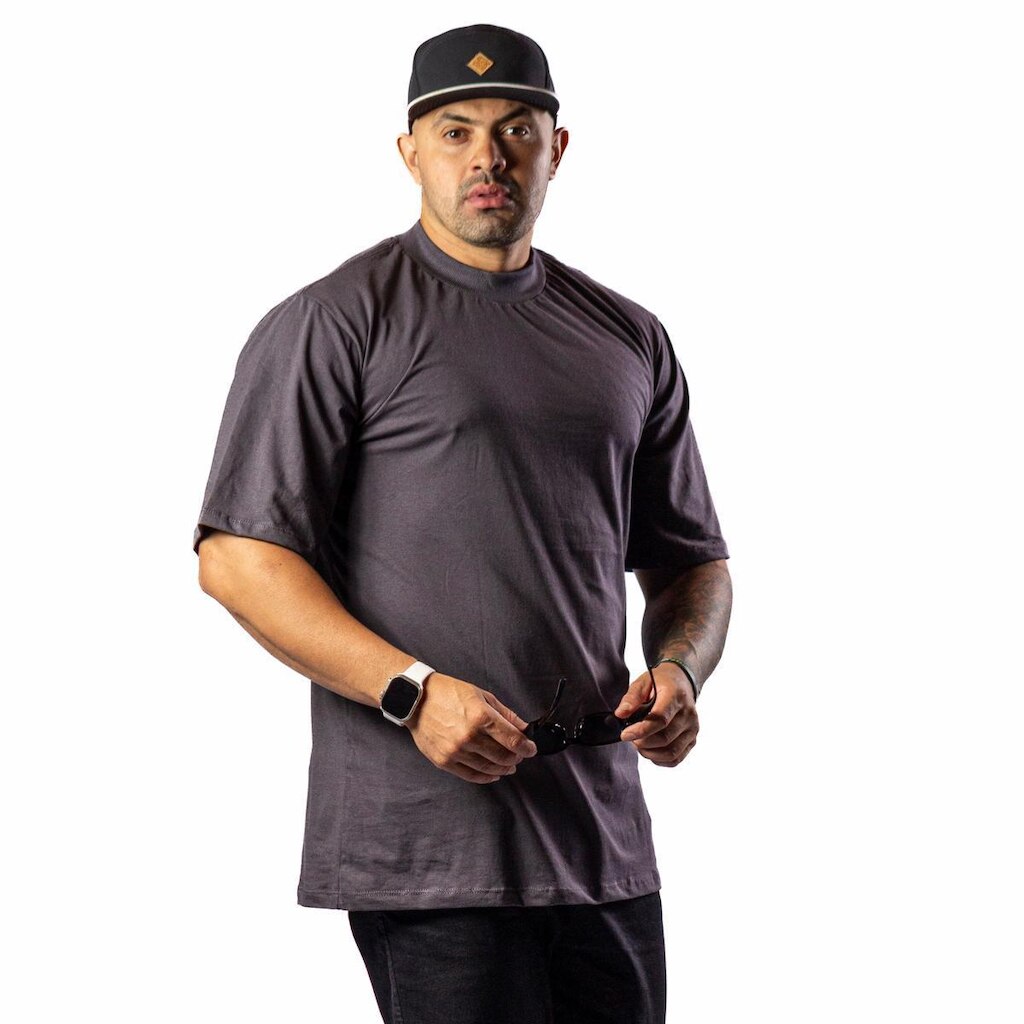 Camiseta Oversized Cinza Camisa Algodão Fio 30.1