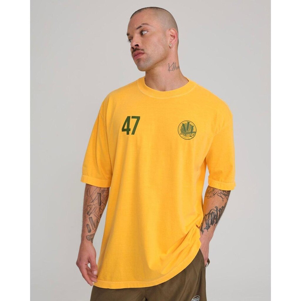 Camiseta Oversized Estampada 47 - Amarelo Estonado