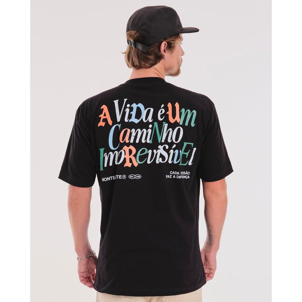 Camiseta Oversized Estampada Caminho Masculina