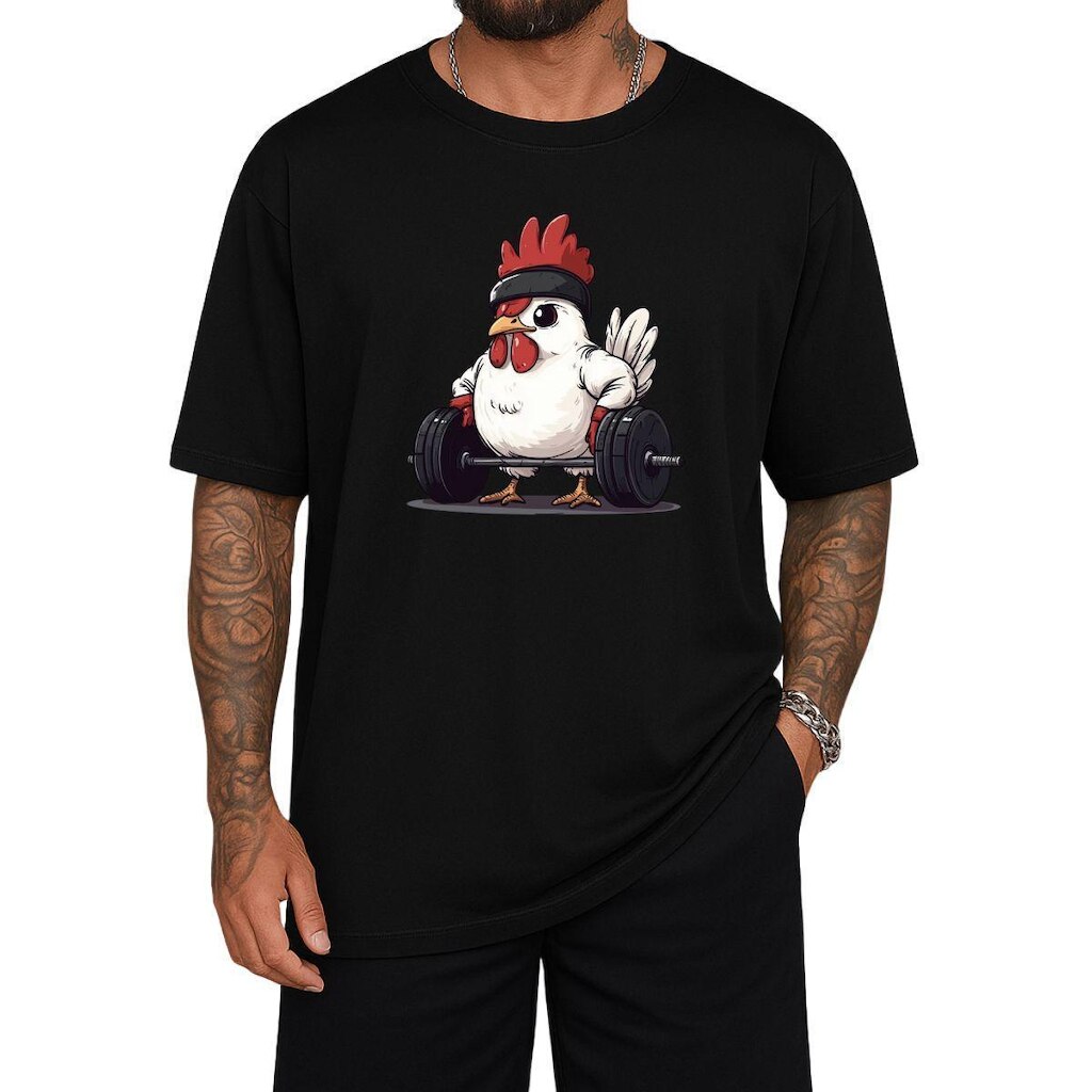 Camiseta Oversized Frango Streetwear Algodão Casual