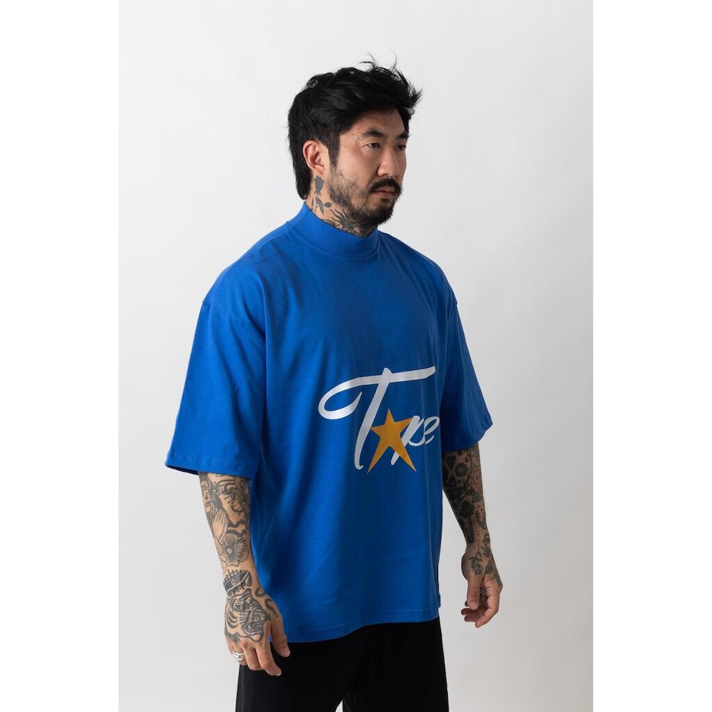 Camiseta Oversized Gola Alta Superstarr Azul Royal