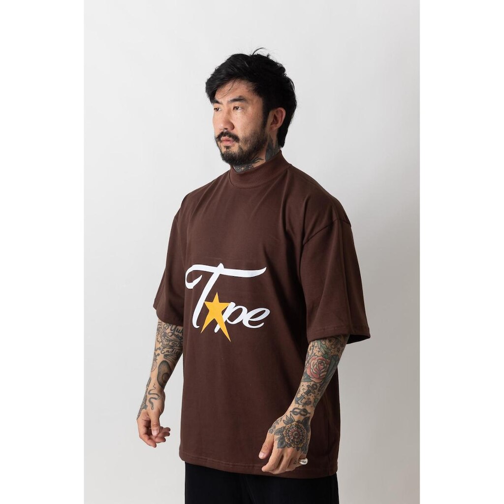 Camiseta Oversized Gola Alta Superstarr Marrom
