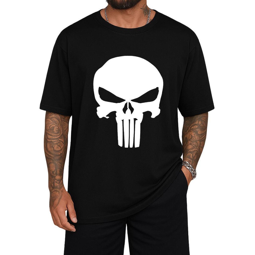 Camiseta Oversized Justiceiro Streetwear Algodão Casual