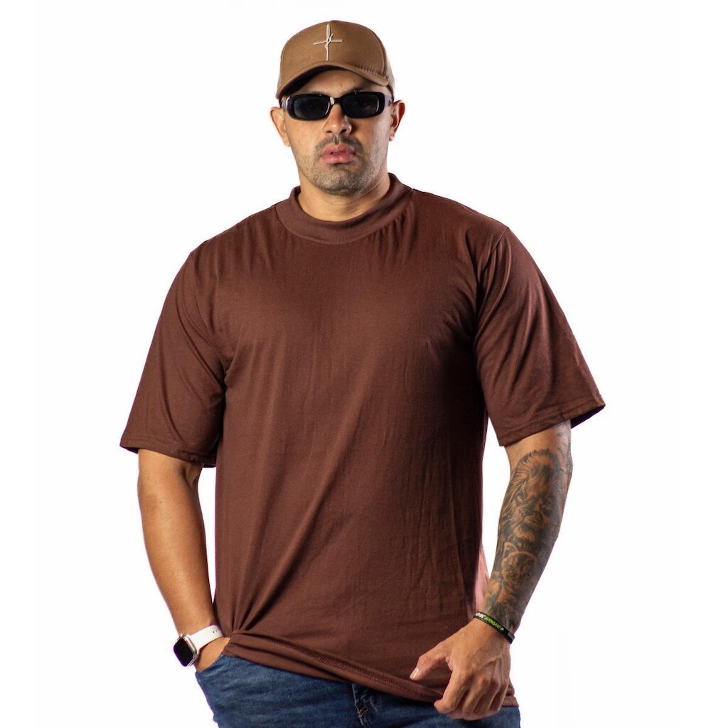 Camiseta Oversized Marrom Camisa Algodão Fio 30.1