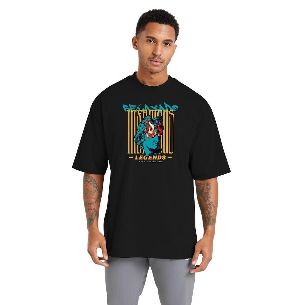Camiseta Oversized Masculina Algodão Gola Redonda Estampada Dia a Dia
