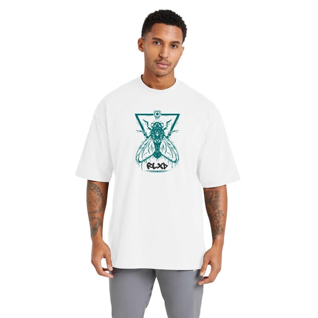 Camiseta Oversized Masculina Estampada em Algodão Respirável para Uso Diário