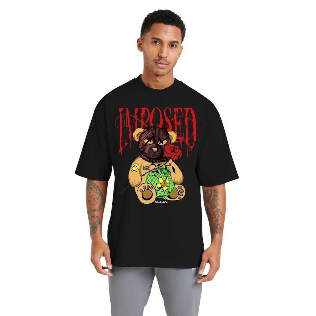 Camiseta Oversized Masculina Estampada em Algodão Respirável para Uso Diário