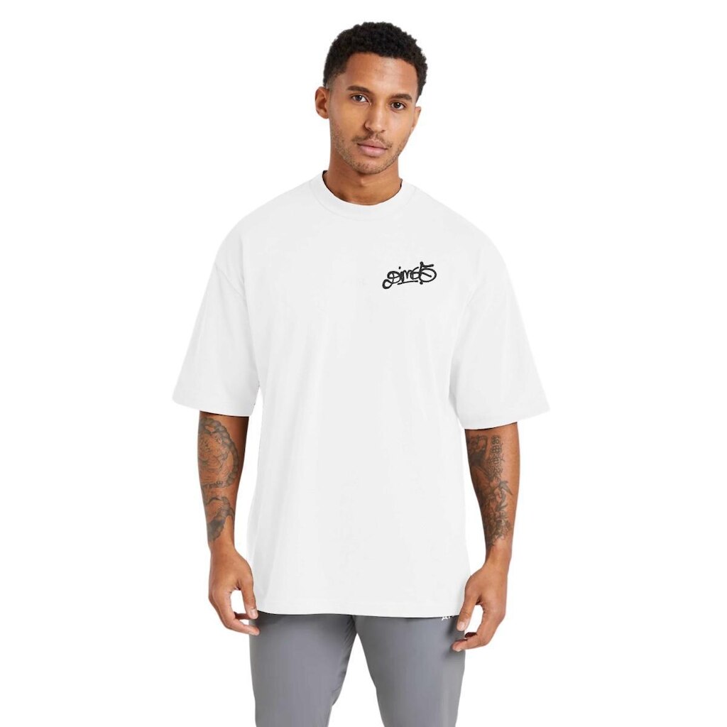 Camiseta Oversized Masculina Estampada em Algodão Respirável para Uso Diário