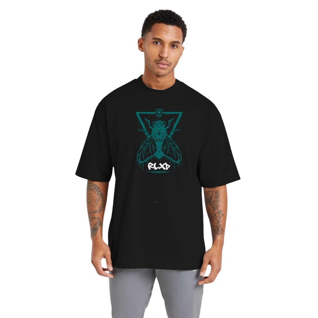 Camiseta Oversized Masculina Estampada em Algodão Respirável para Uso Diário