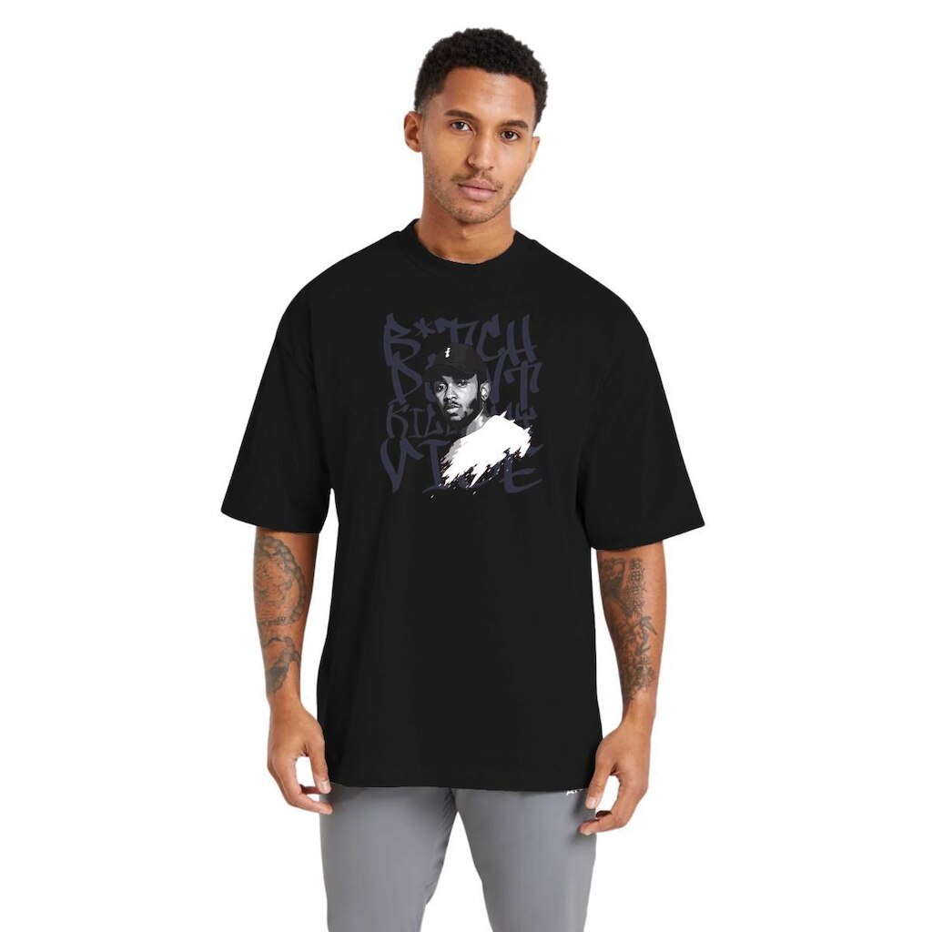 Camiseta Oversized Masculina Estampada em Algodão Respirável para Uso Diário