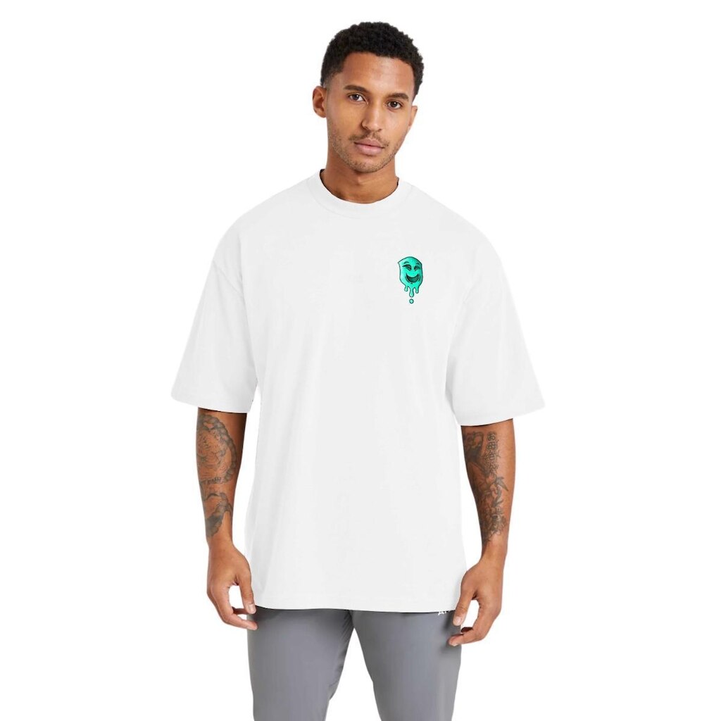 Camiseta Oversized Masculina Estampada em Algodão Respirável para Uso Diário