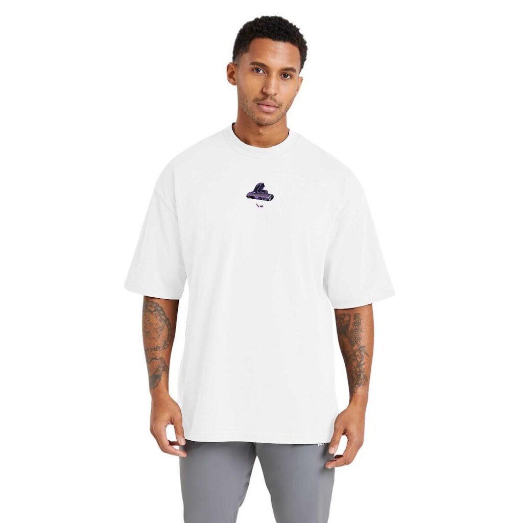 Camiseta Oversized Masculina Estampada em Algodão Respirável para Uso Diário