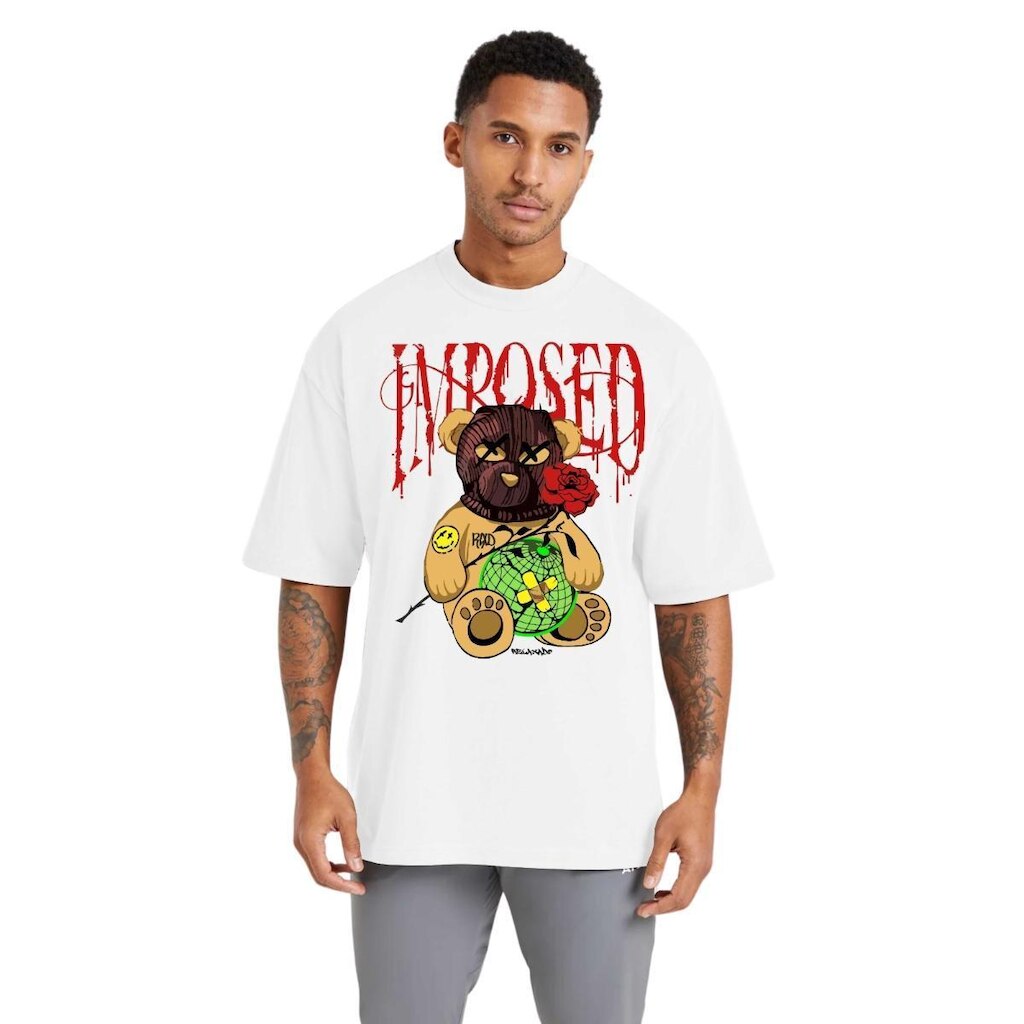Camiseta Oversized Masculina Estampada em Algodão Respirável para Uso Diário