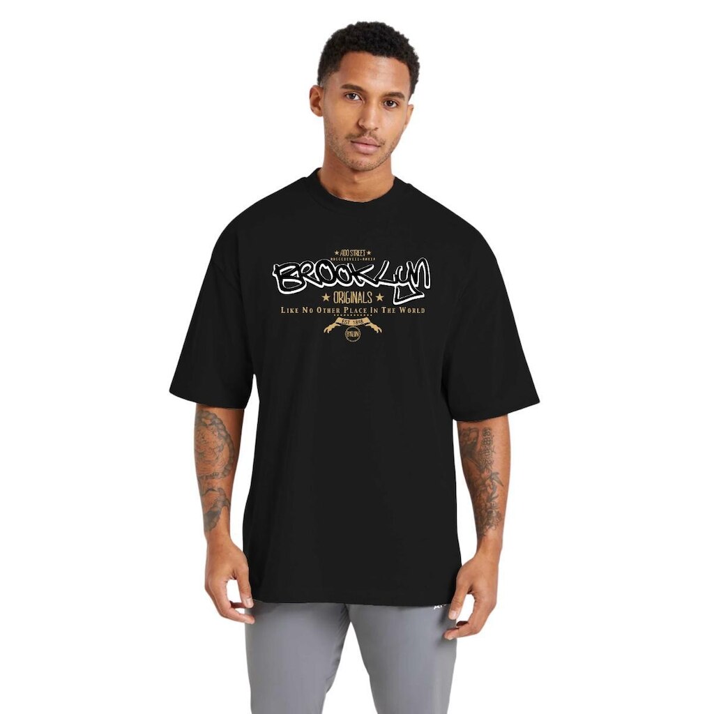 Camiseta Oversized Masculina Estampada em Algodão Respirável para Uso Diário