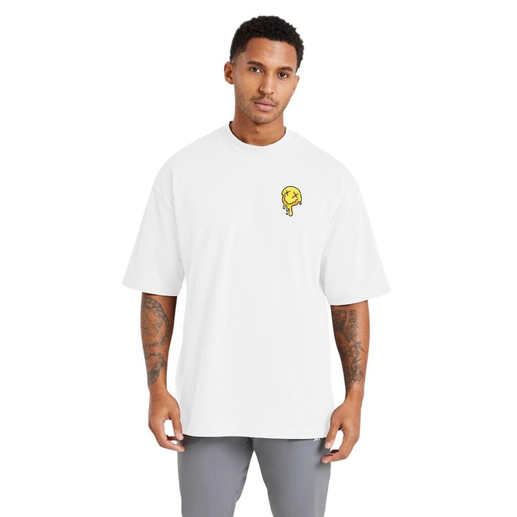 Camiseta Oversized Masculina Estampada em Algodão Respirável para Uso Diário
