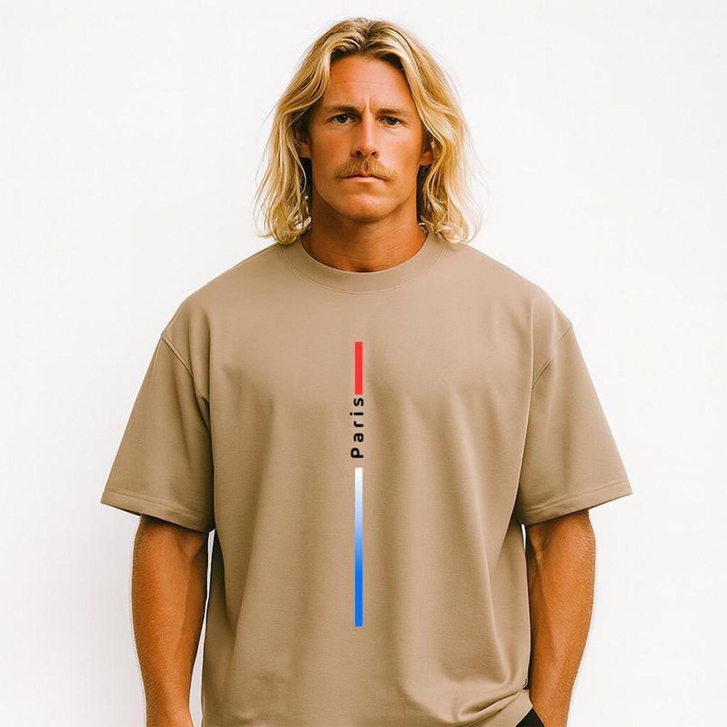 Camiseta Oversized Masculina PARIS VERTICAL Exclusiva Algodão Premium