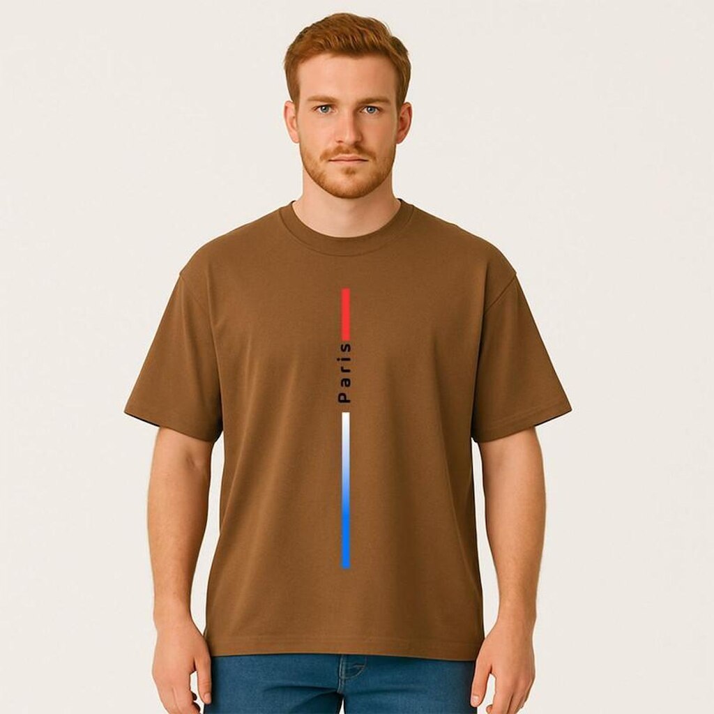 Camiseta Oversized Masculina PARIS VERTICAL Exclusiva Algodão Premium