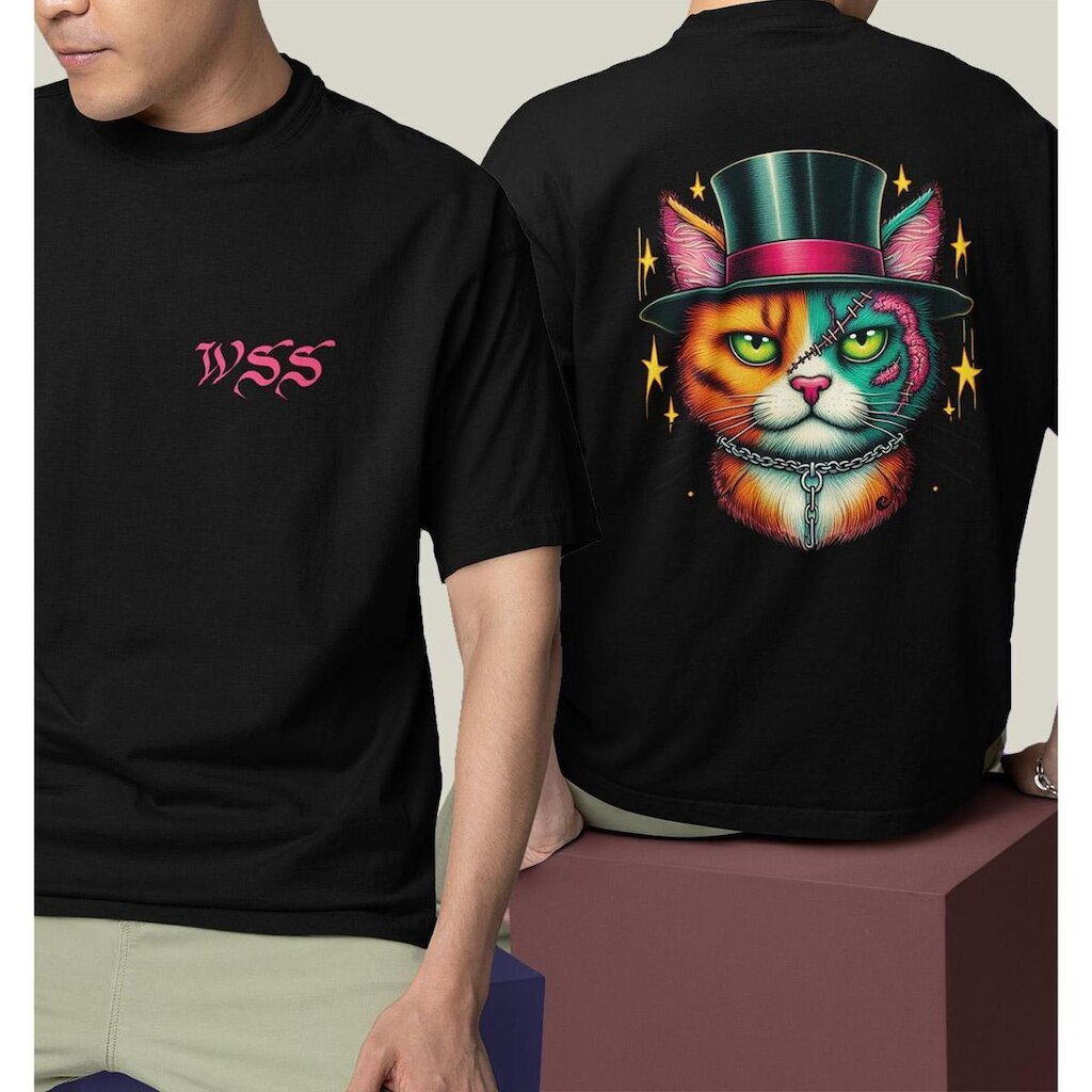Camiseta Oversized Masculina Preta Algodão Prime WSS Scarcat