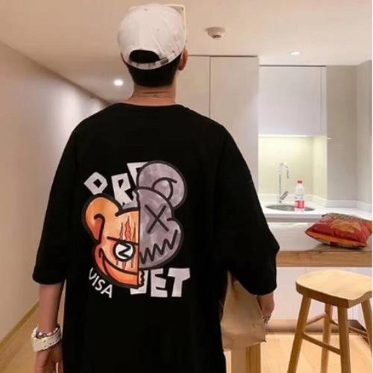 Camiseta Oversized Moda Masculina Urso Estilo Streetwear Menor preço em Camiseta Oversized Moda Masculina Urso Estilo Streetwear