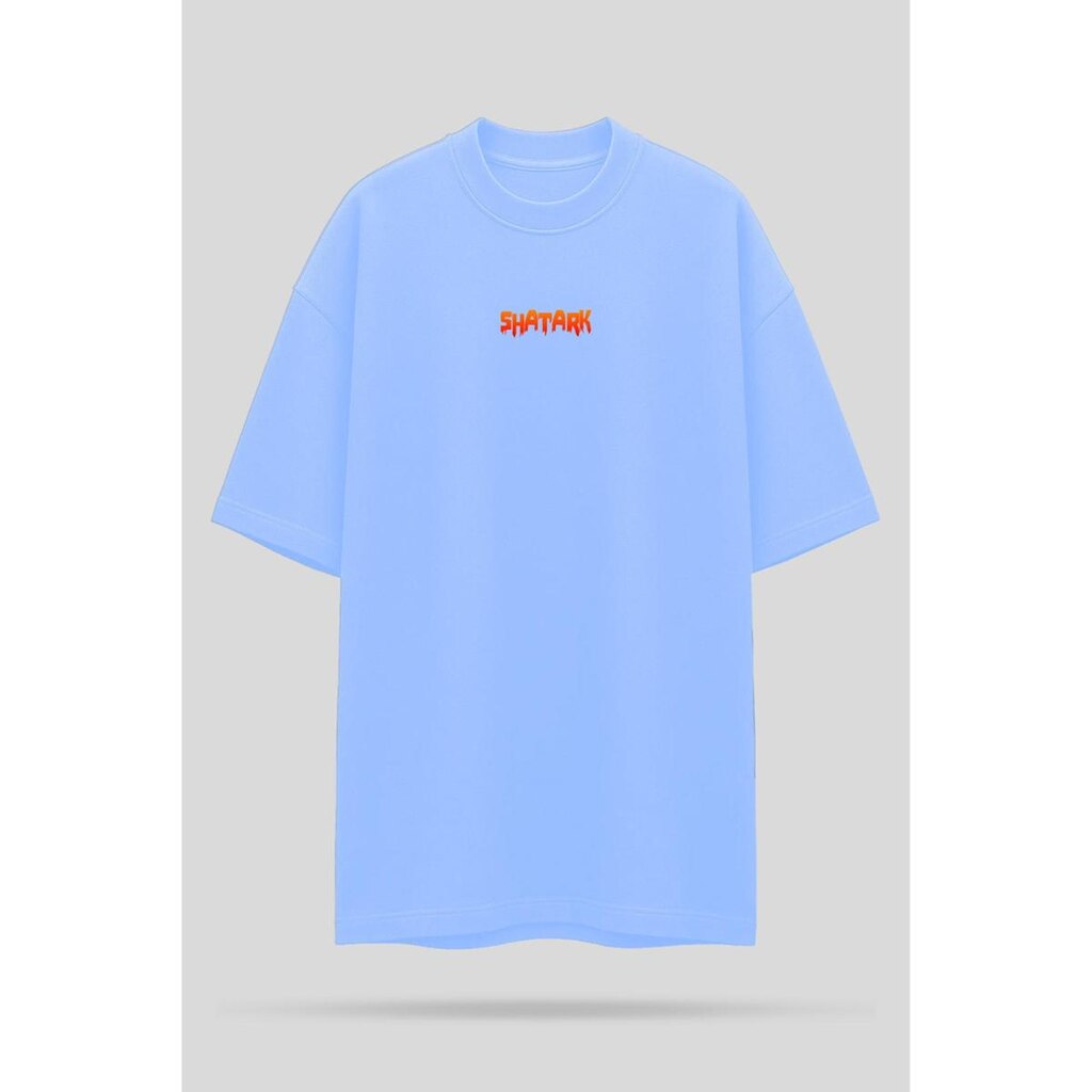 Camiseta Oversized Shatark Gato - Azul Claro