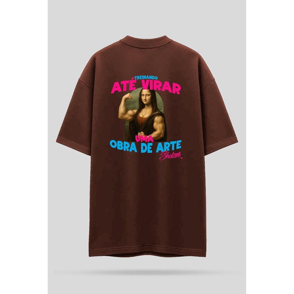 Camiseta Oversized Shatark Monalisa - Marrom