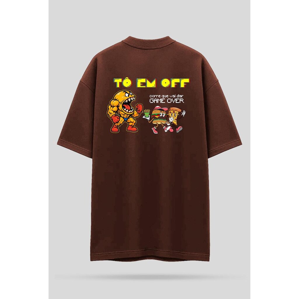 Camiseta Oversized Shatark Pac Man - Marrom