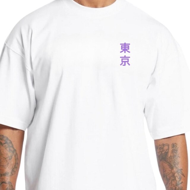 Camiseta Oversized Streetwear De Algodão Masculina Dragão