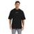 Camiseta Oversized Streetwear de Algodão Masculina Ideal para Academia e Esportes Gola Redonda Preta - Preto+Lilás