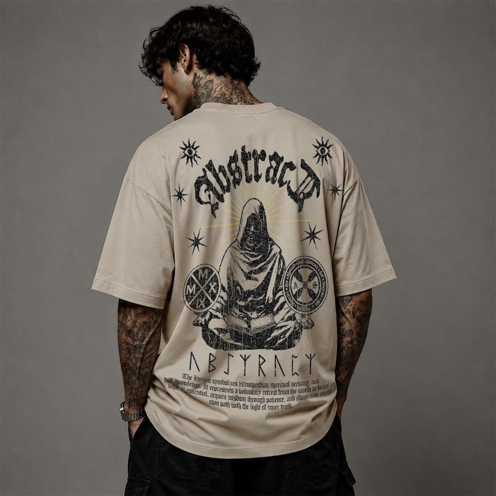 Camiseta Oversized Suedine Malhao Premium Abs Exoteric Gotico Streetwear