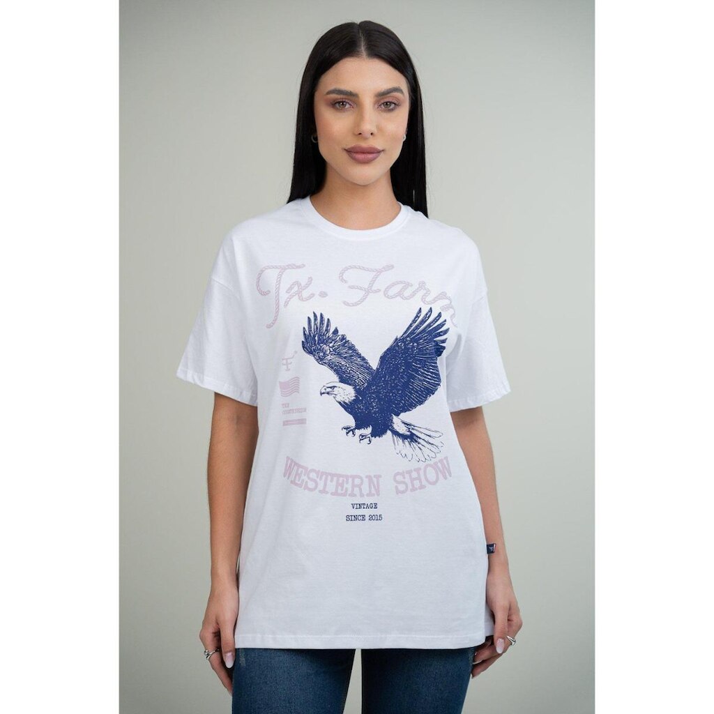 CAMISETA OVERSIZED TEXAS FARM - WESTERN SHOW - CO005 - BRANCO