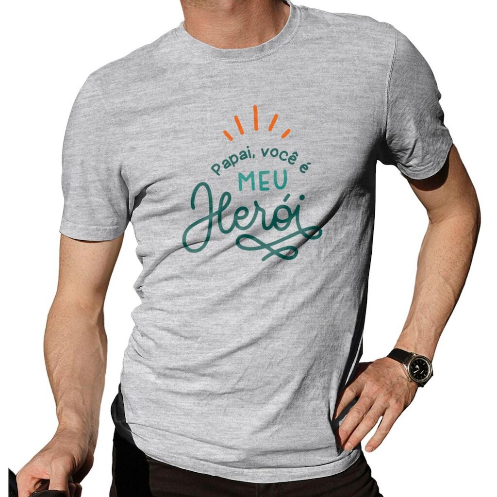 Camiseta Pai Heroi Dia Dos Pais Estampada Algodão