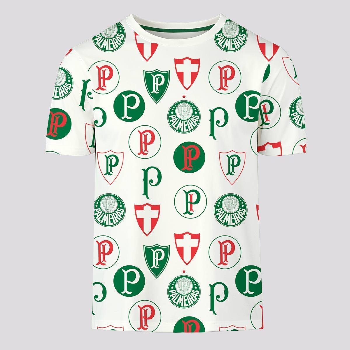 Camiseta Palmeiras Logos Branca Menor preço em Camiseta Palmeiras Logos Branca