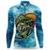 Camiseta Pesca Masculina Manga Longa Proteção UV Estampada - Branco+Azul