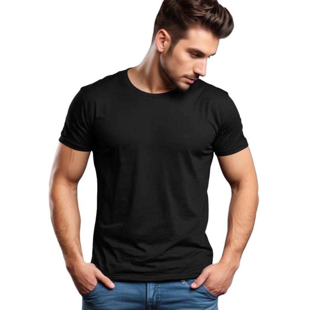 Camiseta Pima Flamingo Black Bordado