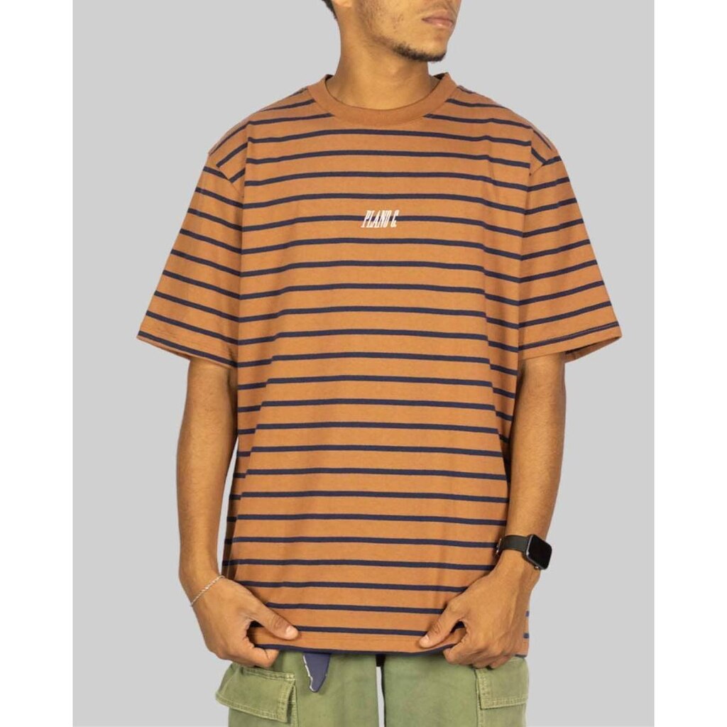Camiseta Plano C Classic Logo - Marrom / Azul Marinho