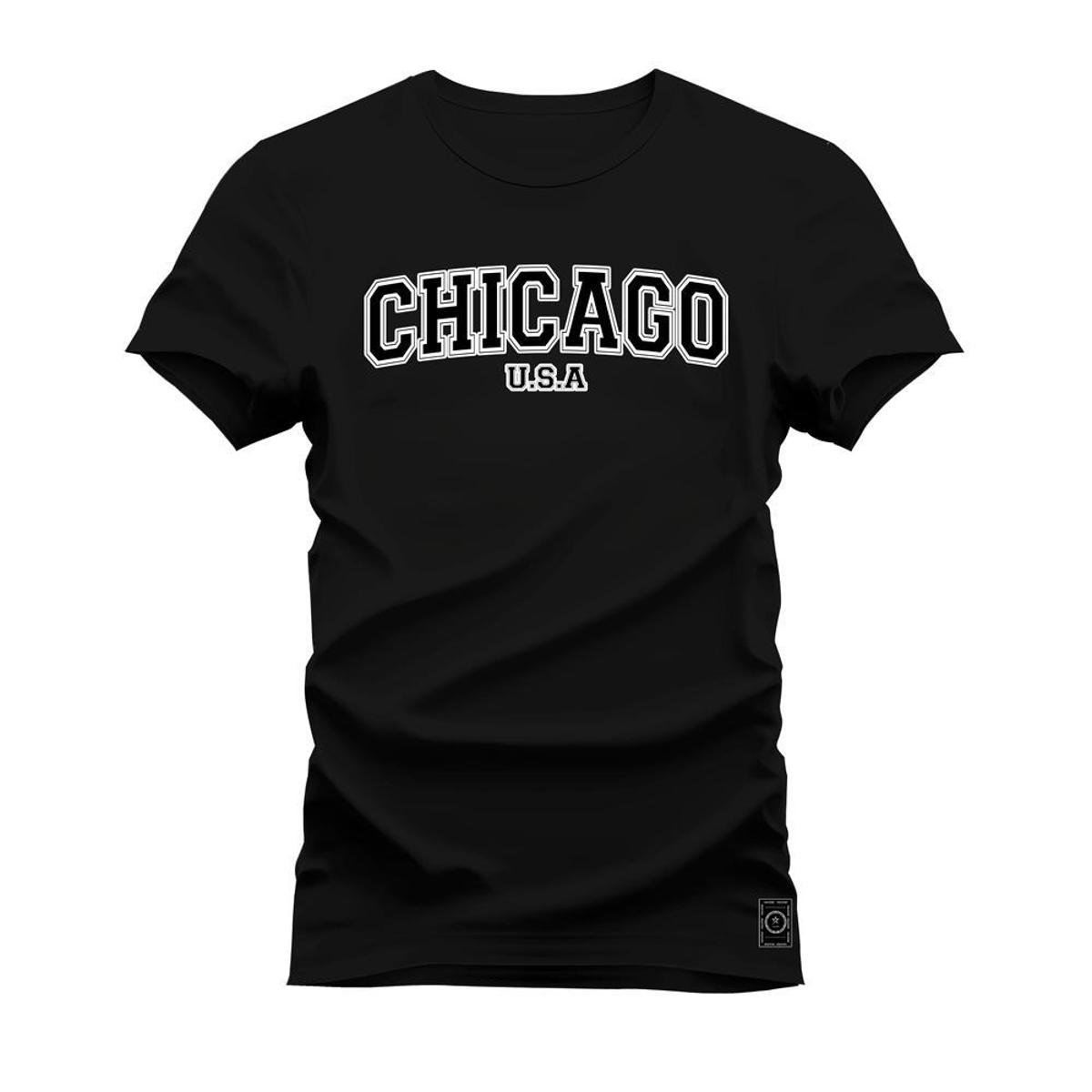 Camiseta Plus Size Algodão Premium Estampada Chicago USA Menor preço em Camiseta Plus Size Algodão Premium Estampada Chicago USA