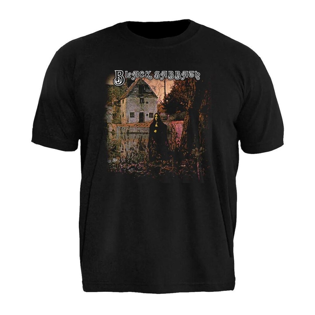 Camiseta Plus Size Black Sabbath Stamp – Manga Curta, 100 Algodão, Gola Redonda – Preto