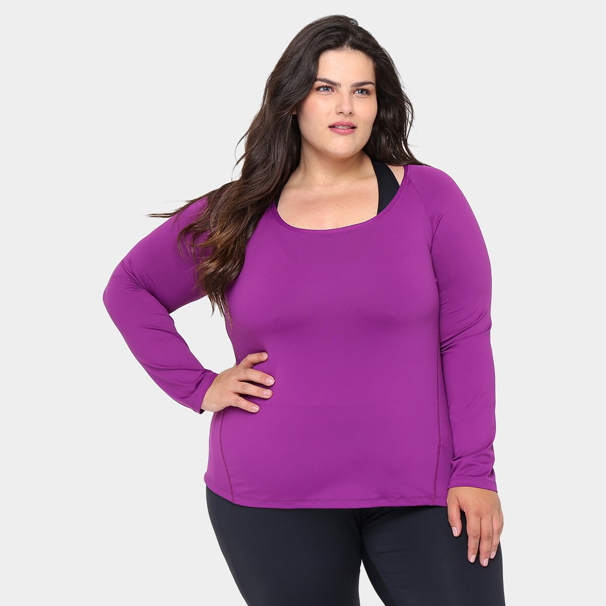 blusa roxa plus size