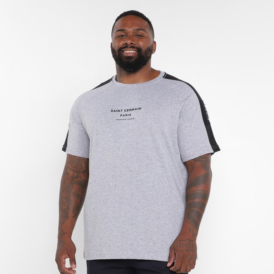 Camiseta Plus Size Industrie Saint Germain Masculina - Cinza Menor preço em Camiseta Plus Size Industrie Saint Germain Masculina - Cinza