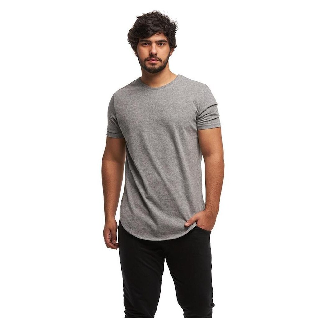 Camiseta Plus Size Longline Masculina Oversized Manga Curta C1-PRETO-G6