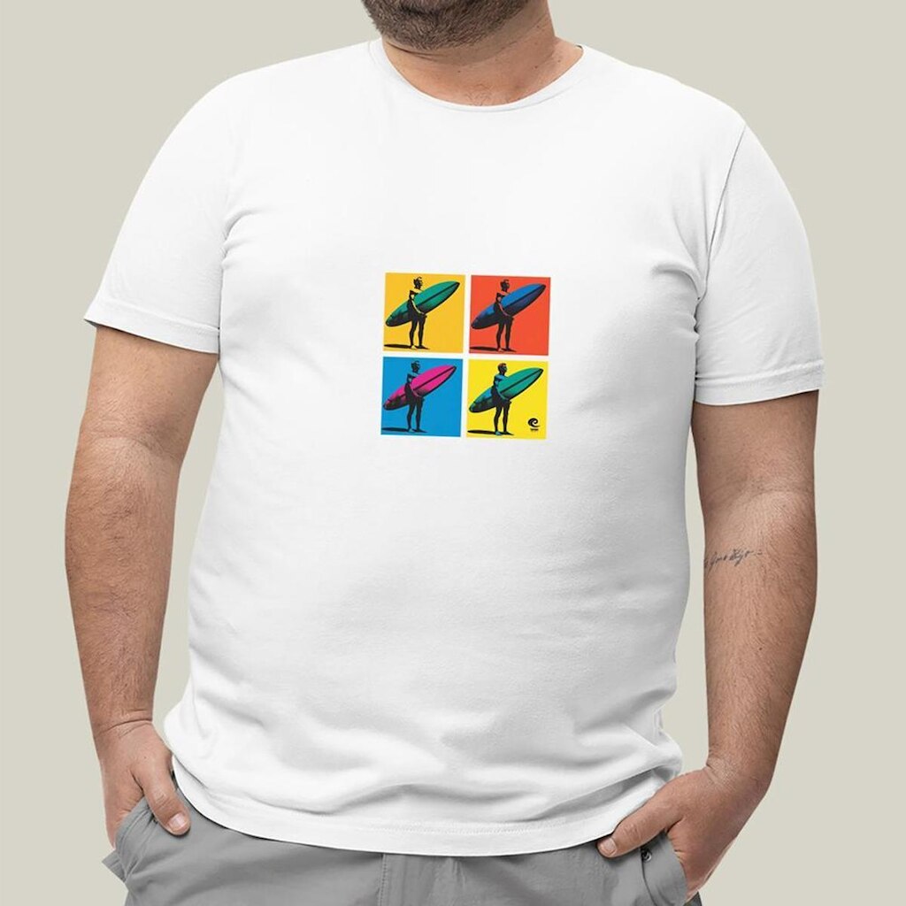 Camiseta Plus Size Masculina Branca Algodão Pop Surf WSS