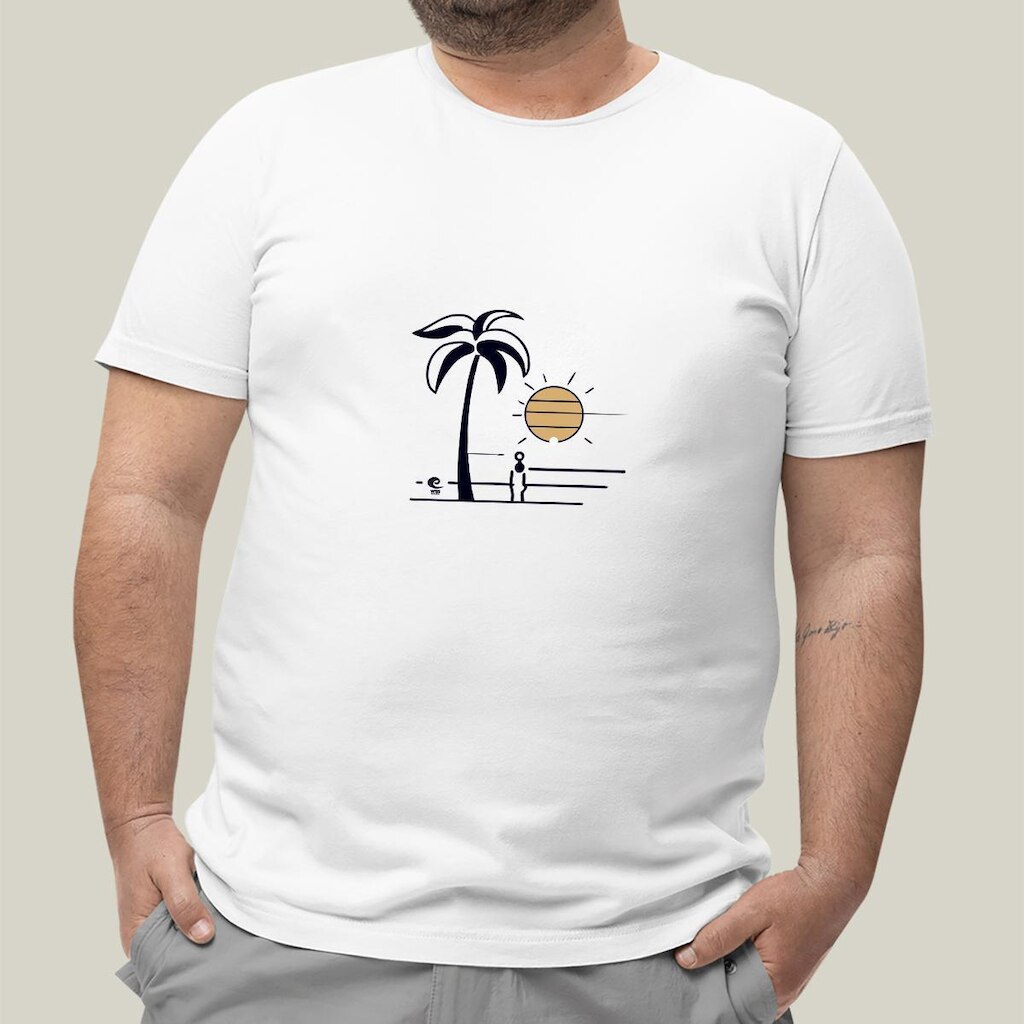 Camiseta Plus Size Masculina Branca Algodão Sun Gazing WSS