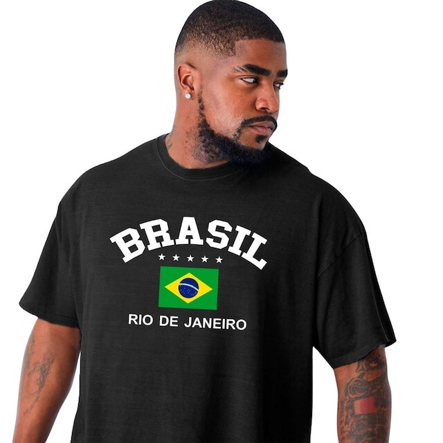 Camiseta Plus Size Masculina Camisa Gola Redonda Algodão Seleção