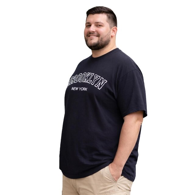 Camiseta Plus Size Masculina Gola Redonda Algodão Estampado