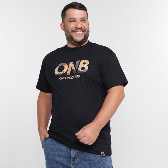 Camiseta Plus Size Onbongo Estampada Masculina - Preto Menor preço em Camiseta Plus Size Onbongo Estampada Masculina - Preto