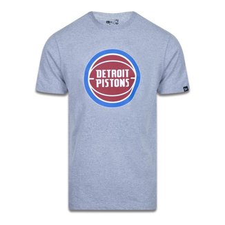 CAMISETA PLUS SIZE REGULAR MANGA CURTA DETROIT PISTONS LOGO MESCLA CINZA NEW ERA